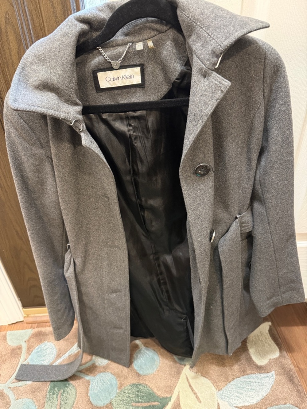 Calvin Klein Gray Wool Blend Single-Breasted Coat
